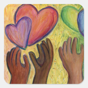 Corazones y manos aman la diversidad Pegatina Art