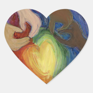 Corazones y manos aman la diversidad Pegatinas de 