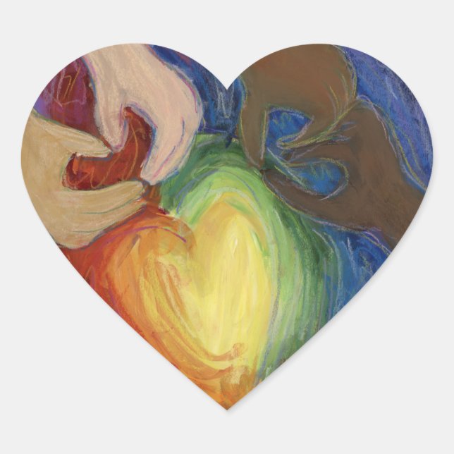 Corazones y manos aman la diversidad Pegatinas de  (Anverso)