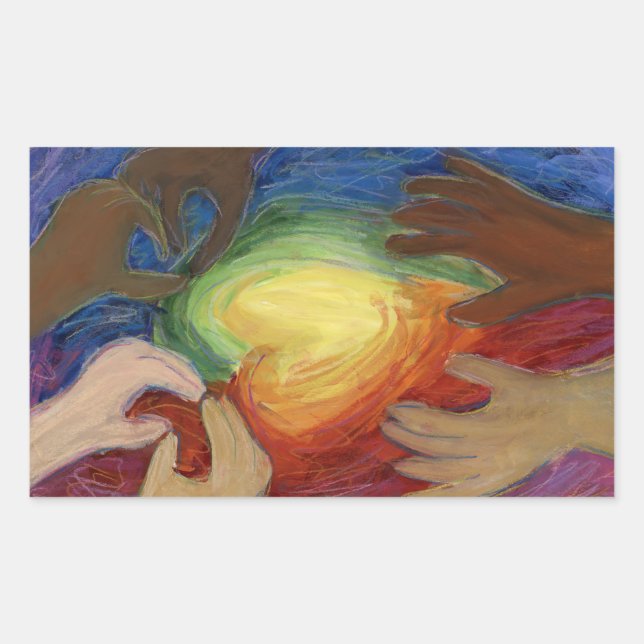 Corazones y manos aman la diversidad Pegatinas de  (Anverso)