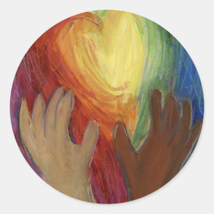 Corazones y manos aman la diversidad Pegatinas de 