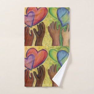 Corazones y manos aman la Diversidad Toalla de Art
