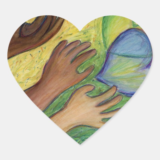 Corazones y manos Diversidad Pegatinas Art Decal (Anverso)