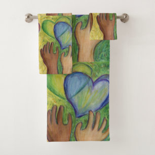 Corazones y manos Diversidad Toalla de arte de amo