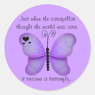 Corazones y mariposa morada citan a Pegatinas