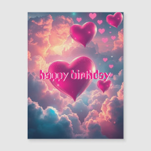Corazones y nubes de cumpleaños felices