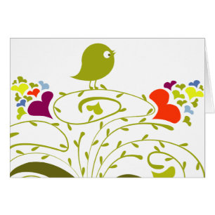 Corazones Y Pájaros En Un Árbol Cuto