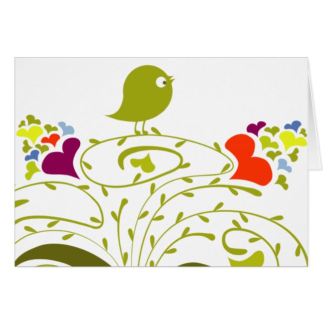 Corazones Y Pájaros En Un Árbol Cuto (Anverso (Horizontal))