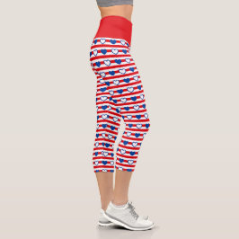 Corazones y rayas Capri Leggings
