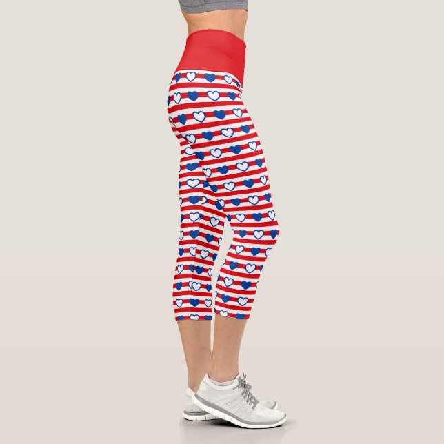 Corazones y rayas Capri Leggings (Derecha)