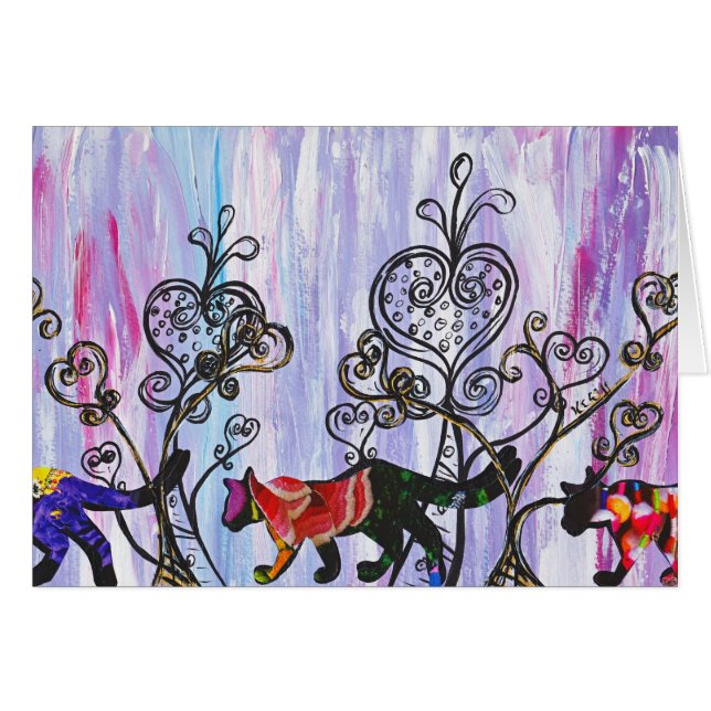 Corazones y tarjeta de los gatos (Anverso (Horizontal))