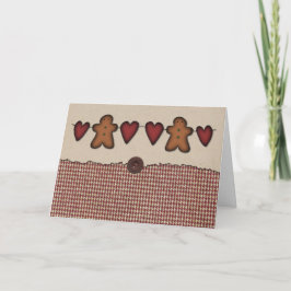 Corazones y tarjeta de Navidad del pan de jengibre