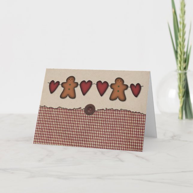 Corazones y tarjeta de Navidad del pan de jengibre (Anverso)