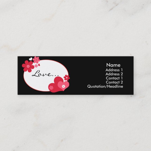Corazones y tarjetas del perfil de las flores (Anverso)