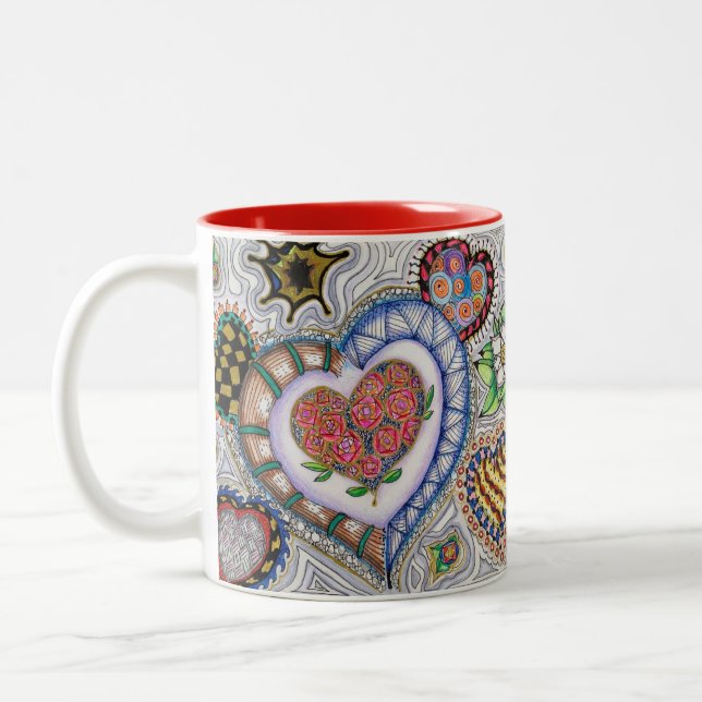 Corazones y taza de las flores (Izquierda)