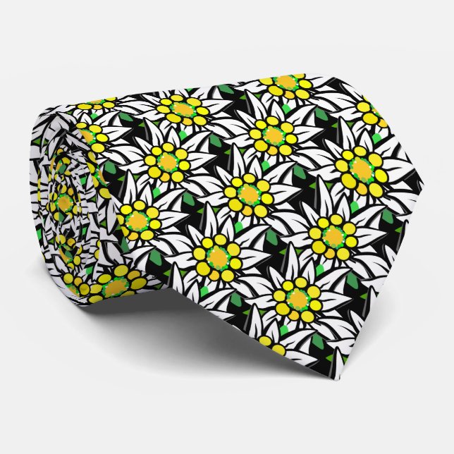 Corbata 1000 Edelweiss en negro (Enrollado)