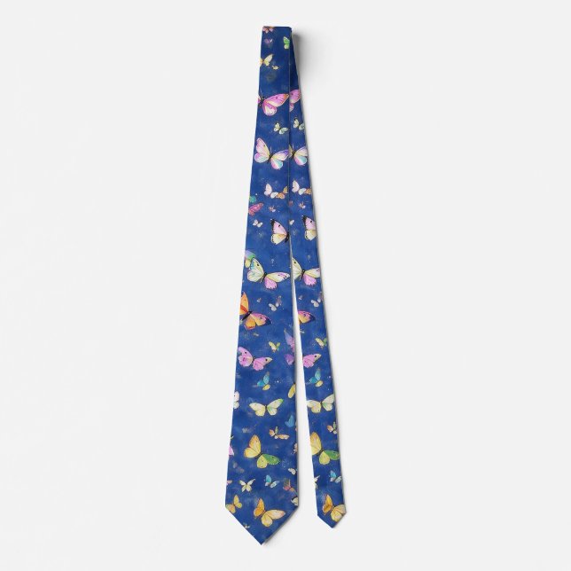 Corbata 1000 Mariposas Azules (Anverso)