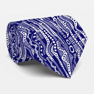 Corbata 120115 - Azul Marino Intenso sobre Blanco