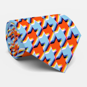 Corbata 3 d Naranja Blue Houndstoth Glitch Necea