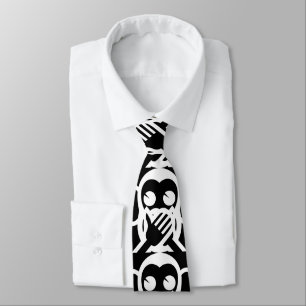 Corbata 3 monos sabios Iwazaru 言 わ ざ る no hablan Emoji mal