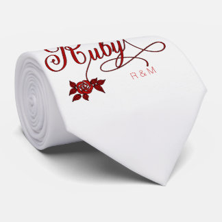 Corbata 40.º Aniversario del Ruby con Fecha e Iniciales