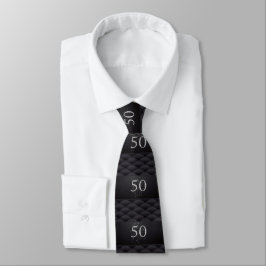 Corbata 50.º cumpleaños Tie Black Silver Purpurina