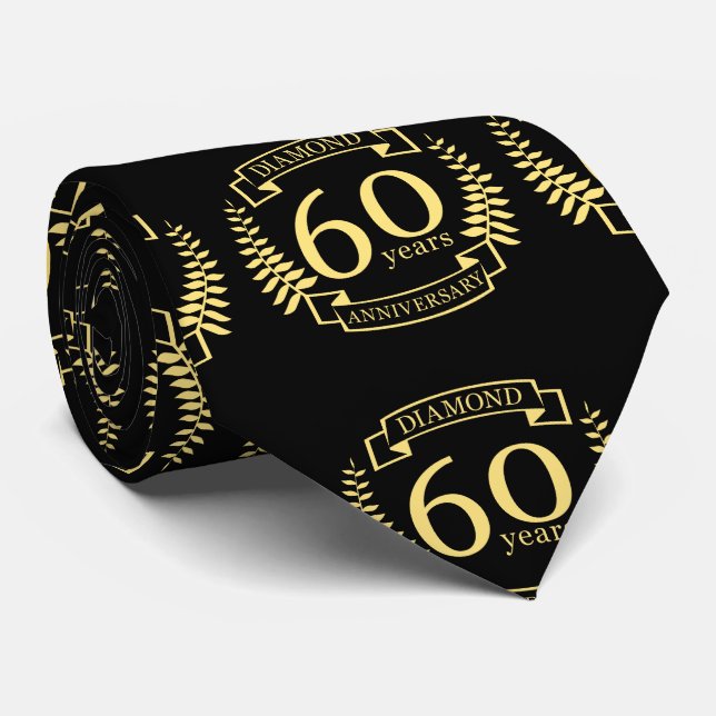 Corbata 60.º Boda ANIVERSARIO amarillo diamante (Enrollado)