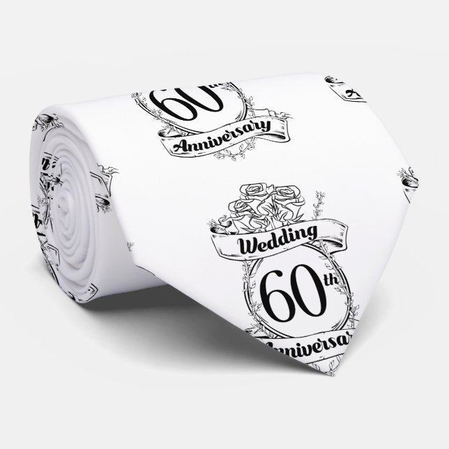 Corbata 60th Diamond Wedding Anniversary Flowers (Enrollado)