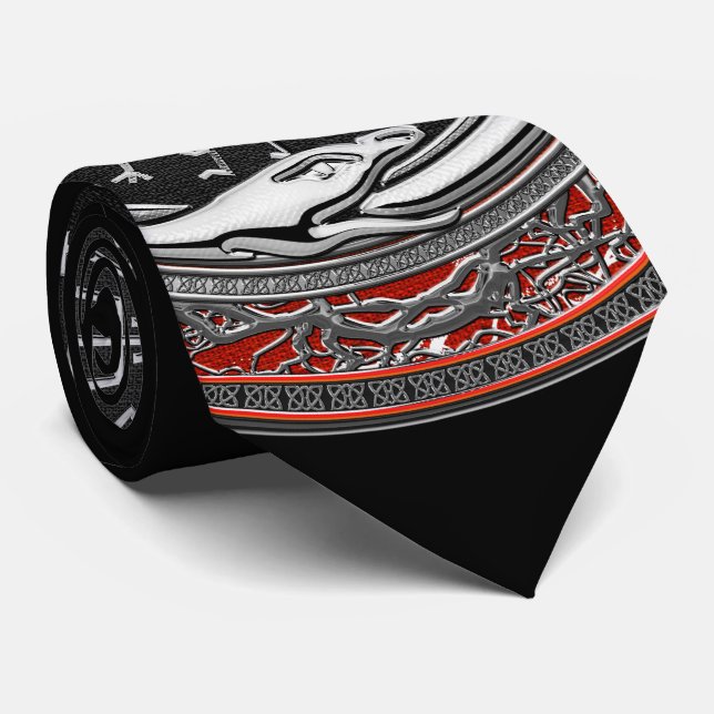 Corbata [700] Compás rúnico mágico de plata de Vegvisir - (Enrollado)