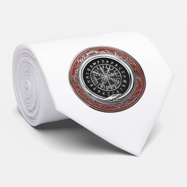 Corbata [700] Vegvisir - Viking Silver Magic Runic Compass (Enrollado)