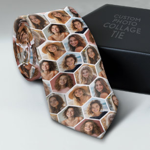 Corbata 7 Collage de fotos - honeycomb funky - blanco