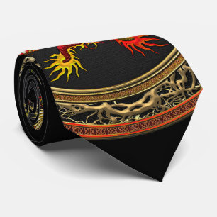 Corbata [900] Dragones rojos y amarillos