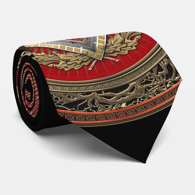 Corbata [900] Master Mason - Gold Square & Compass (Enrollado)