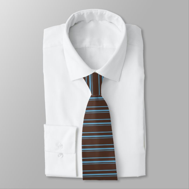 Corbata a rayas azules y marrones (Atado)