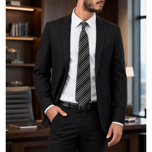 Corbata a rayas negras y blancas de Paulo (Subido por el creador)