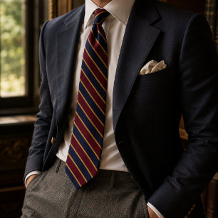 Corbata a rayas regimentales Old Money Navy Burgun