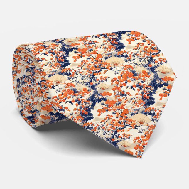 Corbata Abanico de Flor de Cerezo Japonesa (2) (Enrollado)