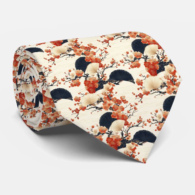 Corbata Abanico de Flor de Cerezo Japonesa (6) (Enrollado)