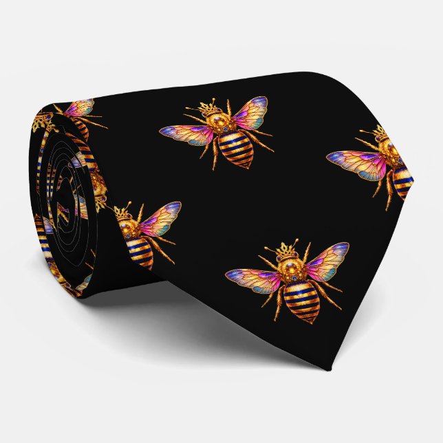 Corbata Abeja Reina Con Corona (Enrollado)