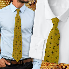 Corbata Abejas doradas con puntas de cuello