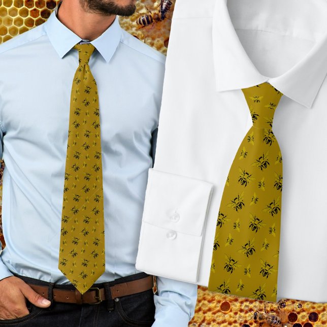 Corbata Abejas doradas con puntas de cuello (Subido por el creador)