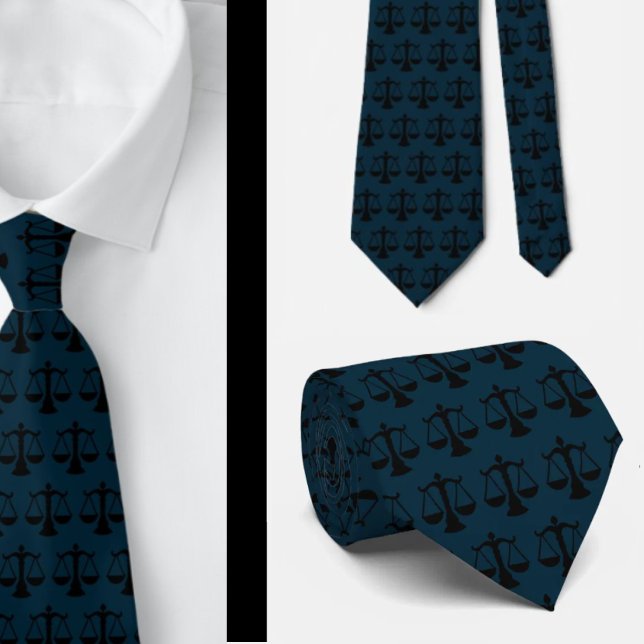 Corbata Abogado de Derecho Navy Blue Scales of Justice (Subido por el creador)
