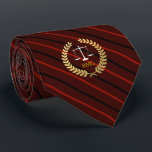 Corbata Abogado de encargo de las iniciales de las rayas<br><div class="desc">Escalas judiciales rayadas rojas,  negras y marrón elegantes del lazo de encargo de las iniciales de la justicia.</div>