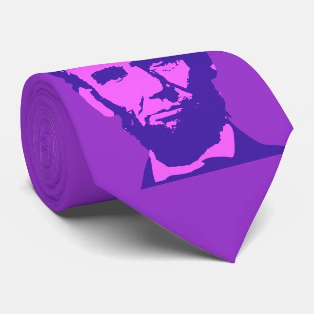Corbata Abraham Lincoln en Arte Pop Pink y Púrpura (Enrollado)