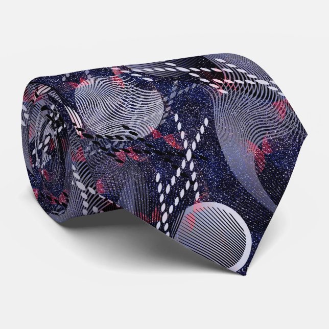 Corbata abstracción geométrica azul y roja. (Enrollado)