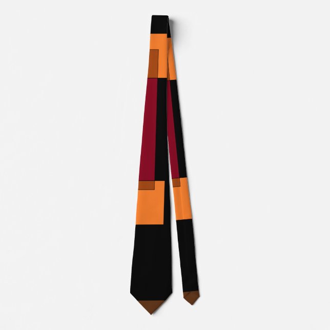 Corbata Abstracción geométrica Naranja rojo marrón negro (Anverso)