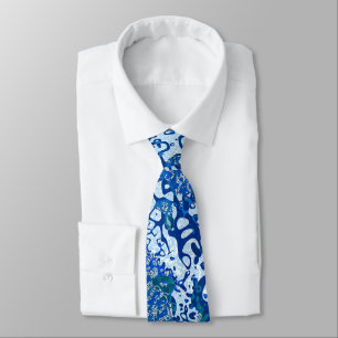 Corbata Abstracción gráfica con manchas azules