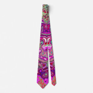 Corbata Abstracción Magenta y Verde Remolino Líquido Retro