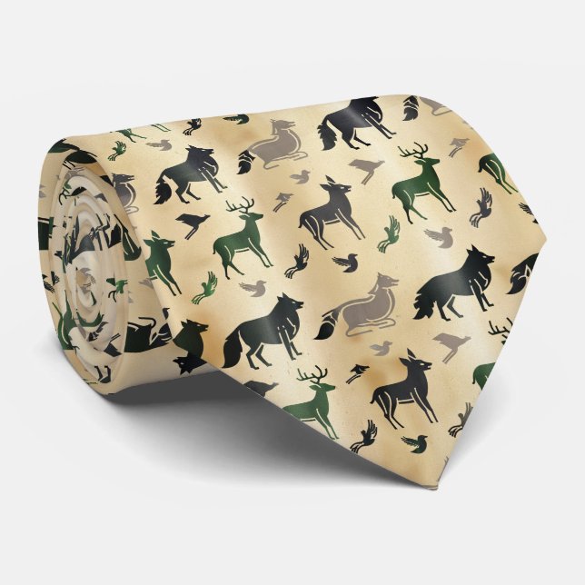 Corbata Abstract Animal Silhouette Pattern (Enrollado)