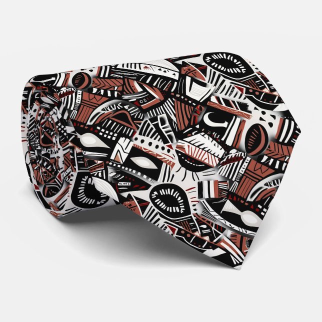 Corbata Abstract Artistic Boho Whimsical Geometric Pattern (Enrollado)